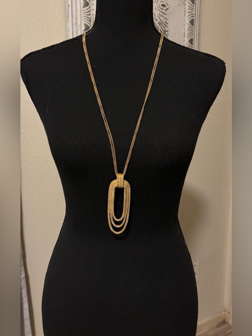 MONET ART DECO Gold Plated Necklace Double Strand 30 inches Retro Vintage